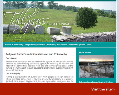 Contemporary Website Design: Tallgrass Farm Foundation