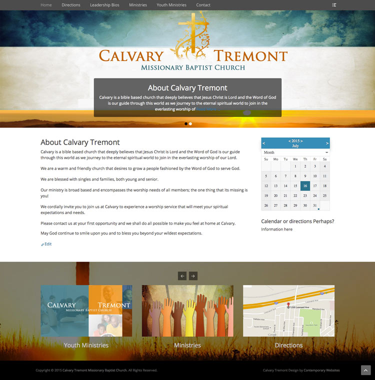 Contemporary Website Design for Calvary Tremont Baptist Church